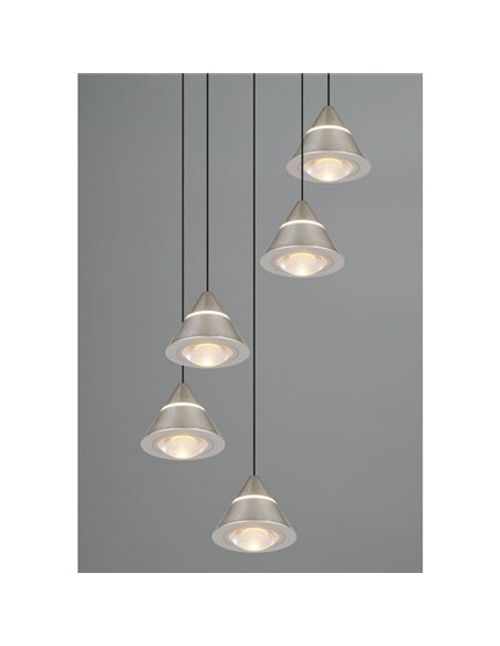 Luminária pendente com 5 luzes LED ROMEO 35W 3500lm DIP SWITCH 2300+3000+4000K IP20 Cinza