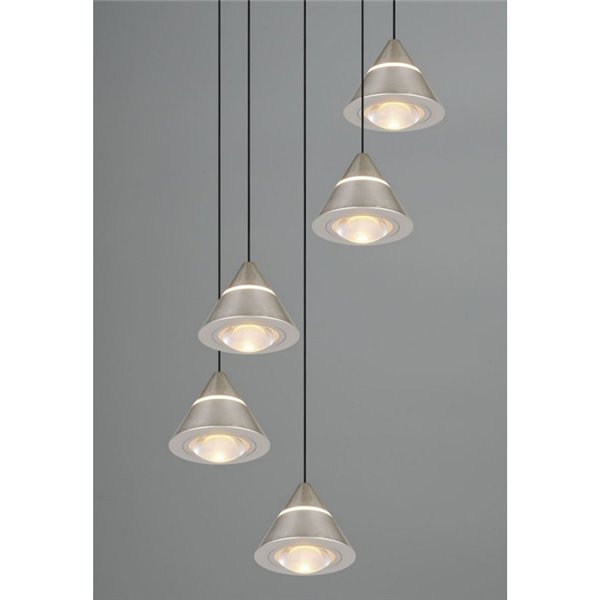 Luminária pendente com 5 luzes LED ROMEO 35W 3500lm DIP SWITCH 2300+3000+4000K IP20 Cinza