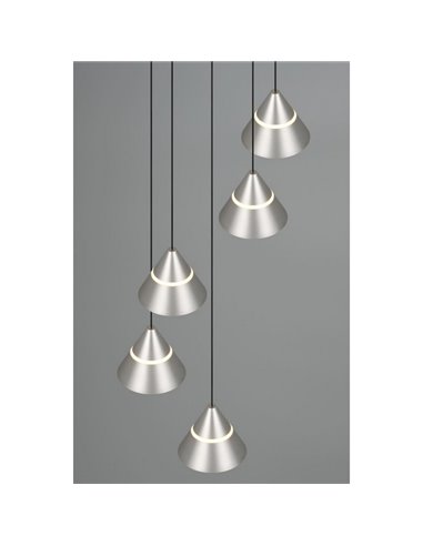 Luminária pendente com 5 luzes LED ROMEO 35W 3500lm DIP SWITCH 2300+3000+4000K IP20 Cinza