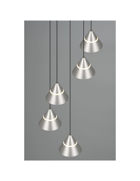 Luminária pendente com 5 luzes LED ROMEO 35W 3500lm DIP SWITCH 2300+3000+4000K IP20 Cinza