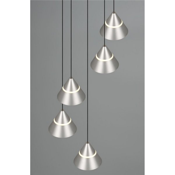 Luminária pendente com 5 luzes LED ROMEO 35W 3500lm DIP SWITCH 2300+3000+4000K IP20 Cinza