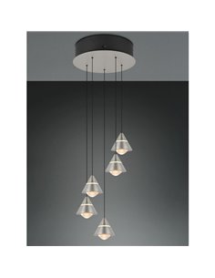 Luminária pendente com 5 luzes LED ROMEO 35W 3500lm DIP SWITCH 2300+3000+4000K IP20 Cinza 2