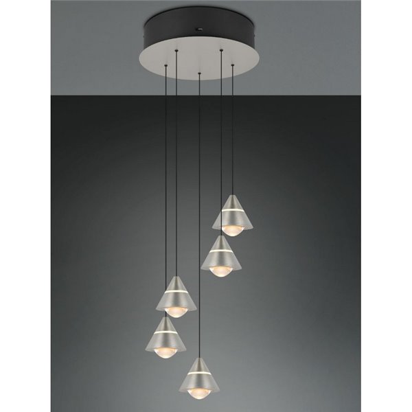 Lámpara colgante con 5 luces LED ROMEO 35W 3500lm DIP SWITCH 2300+3000+4000K IP20 Gris