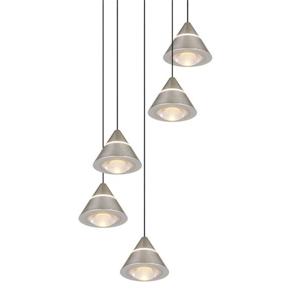 Luminária pendente com 5 luzes LED ROMEO 35W 3500lm DIP SWITCH 2300+3000+4000K IP20 Cinza