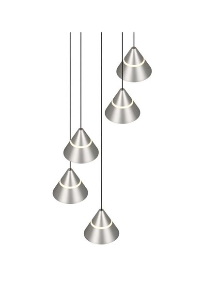 Luminária pendente com 5 luzes LED ROMEO 35W 3500lm DIP SWITCH 2300+3000+4000K IP20 Cinza