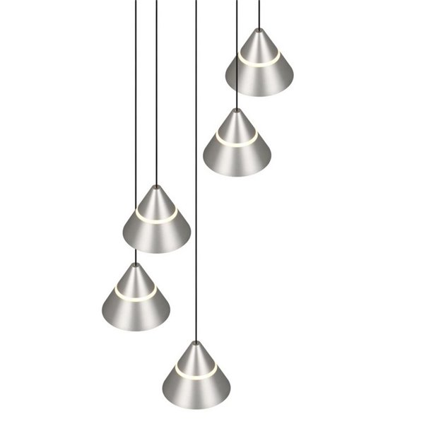 Luminária pendente com 5 luzes LED ROMEO 35W 3500lm DIP SWITCH 2300+3000+4000K IP20 Cinza