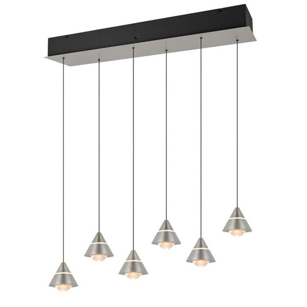 Plafonnier LED ROMEO, 6 lumières, 42 W, 4 200 lm, interrupteur DIP, 2 300 + 3 000 + 4 000 K, IP20, gris