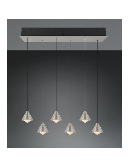 Lámpara de techo LED ROMEO 6 luces, 42W 4200lm DIP SWITCH 2300+3000+4000K IP20 Gris