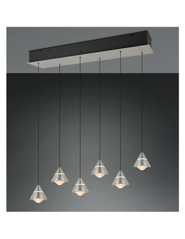 Lámpara de techo LED ROMEO 6 luces, 42W 4200lm DIP SWITCH 2300+3000+4000K IP20 Gris