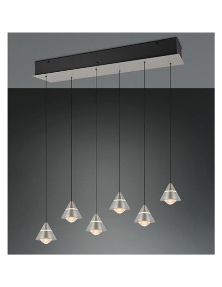 Luminária de teto LED ROMEO, 6 luzes, 42W 4200lm DIP SWITCH 2300+3000+4000K IP20 Cinza