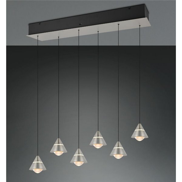 Plafonnier LED ROMEO, 6 lumières, 42 W, 4 200 lm, interrupteur DIP, 2 300 + 3 000 + 4 000 K, IP20, gris