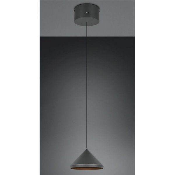 Plafonnier LED LAGUNA, 1 lumière, Ø18cm, hauteur réglable, 5W, 500lm, 2300+3000+4000K, IP20, Noir