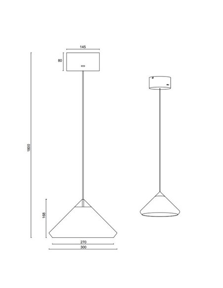Lámpara de techo LED LAGUNA, 1 luz Ø30cm altura regulable, 14W 1200lm, 2300+3000+4000K IP20 Negro