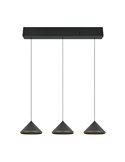 Lámpara de techo 3 luces LED LAGUNA altura regulable, 15W 1500lm, 2300+3000+4000K IP20 Negro