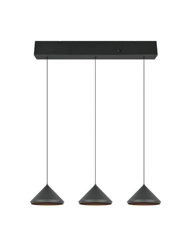 Lámpara de techo 3 luces LED LAGUNA altura regulable, 15W 1500lm, 2300+3000+4000K IP20 Negro