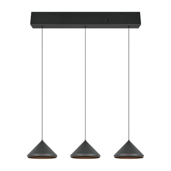 Lámpara de techo 3 luces LED LAGUNA altura regulable, 15W 1500lm, 2300+3000+4000K IP20 Negro