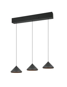 Lámpara de techo 3 luces LED LAGUNA altura regulable, 15W 1500lm, 2300+3000+4000K IP20 Negro