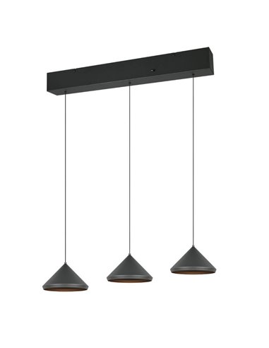 Lámpara de techo 3 luces LED LAGUNA altura regulable, 15W 1500lm, 2300+3000+4000K IP20 Negro