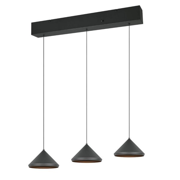 Lámpara de techo 3 luces LED LAGUNA altura regulable, 15W 1500lm, 2300+3000+4000K IP20 Negro