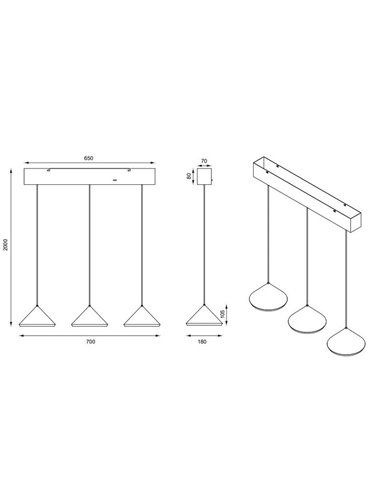 Plafonnier LED LAGUNA 3 lumières, hauteur réglable, 15 W, 1 500 lm, 2 300 + 3 000 + 4 000 K, IP20, noir