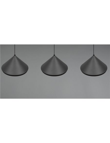 Lámpara de techo 3 luces LED LAGUNA altura regulable, 15W 1500lm, 2300+3000+4000K IP20 Negro