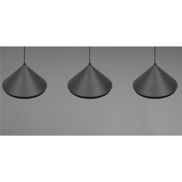 Lámpara de techo 3 luces LED LAGUNA altura regulable, 15W 1500lm, 2300+3000+4000K IP20 Negro
