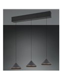 Lámpara de techo 3 luces LED LAGUNA altura regulable, 15W 1500lm, 2300+3000+4000K IP20 Negro