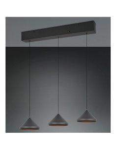 Lámpara de techo 3 luces LED LAGUNA altura regulable, 15W 1500lm, 2300+3000+4000K IP20 Negro 2