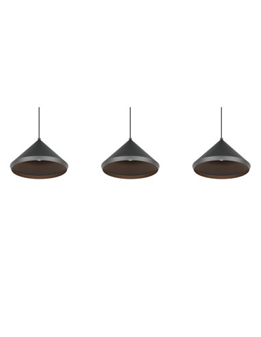 Lámpara de techo 3 luces LED LAGUNA altura regulable, 15W 1500lm, 2300+3000+4000K IP20 Negro