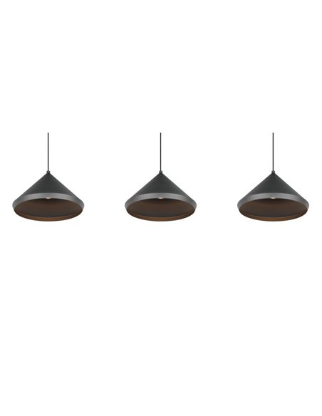 Lámpara de techo 3 luces LED LAGUNA altura regulable, 15W 1500lm, 2300+3000+4000K IP20 Negro
