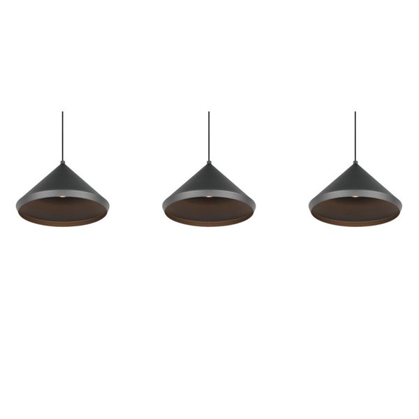 Lámpara de techo 3 luces LED LAGUNA altura regulable, 15W 1500lm, 2300+3000+4000K IP20 Negro