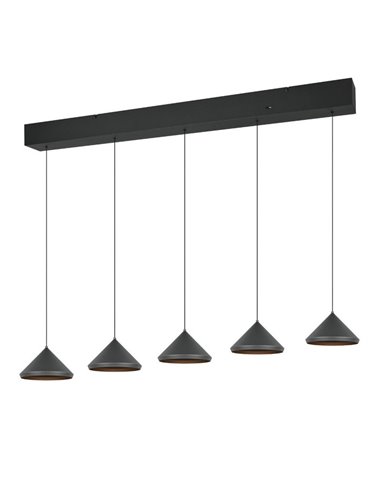 Lámpara de techo 5 luces LED LAGUNA 25W 2500lm, 2300+3000+4000K IP20 Negro