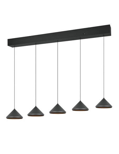 Lámpara de techo 5 luces LED LAGUNA 25W 2500lm, 2300+3000+4000K IP20 Negro