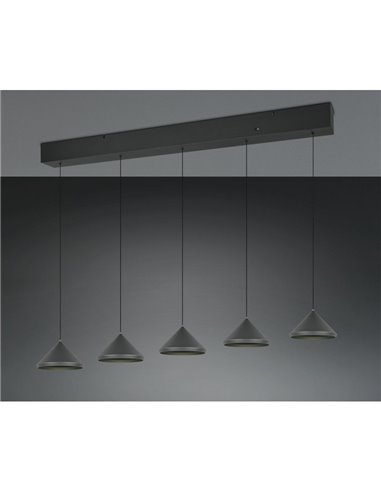 Plafonnier LED 5 lumières LAGUNA 25 W 2500 lm, 2300 + 3000 + 4000 K, IP20, noir