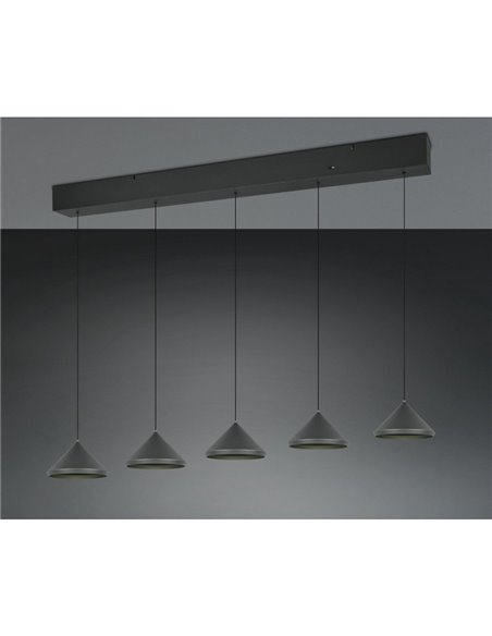 Plafonnier LED 5 lumières LAGUNA 25 W 2500 lm, 2300 + 3000 + 4000 K, IP20, noir