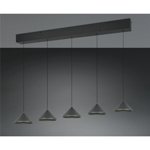 Plafonnier LED 5 lumières LAGUNA 25 W 2500 lm, 2300 + 3000 + 4000 K, IP20, noir