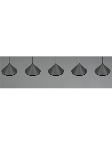 Lámpara de techo 5 luces LED LAGUNA 25W 2500lm, 2300+3000+4000K IP20 Negro