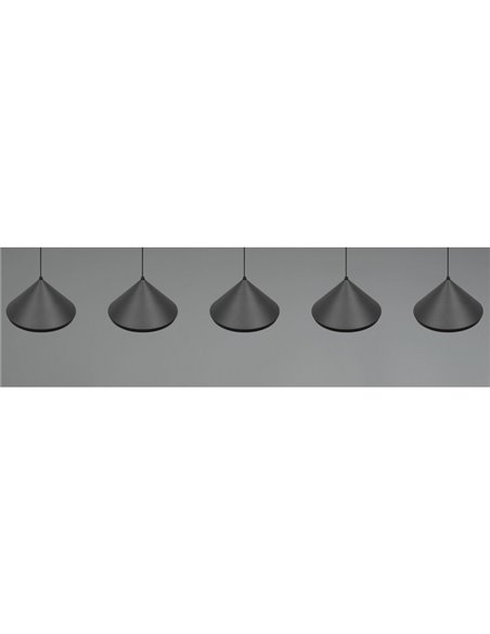 Plafonnier LED 5 lumières LAGUNA 25 W 2500 lm, 2300 + 3000 + 4000 K, IP20, noir