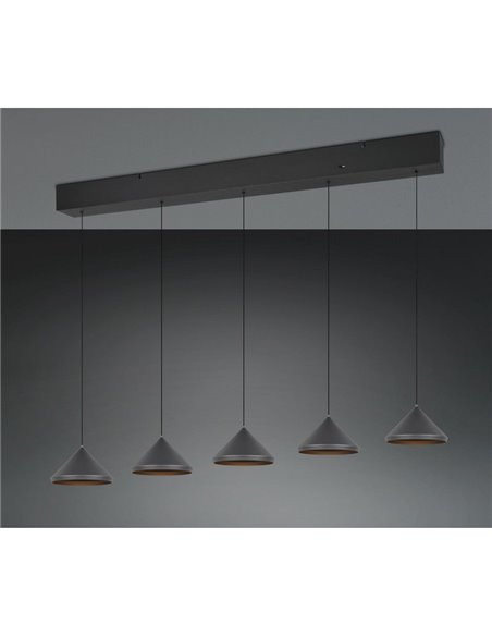 Plafonnier LED 5 lumières LAGUNA 25 W 2500 lm, 2300 + 3000 + 4000 K, IP20, noir