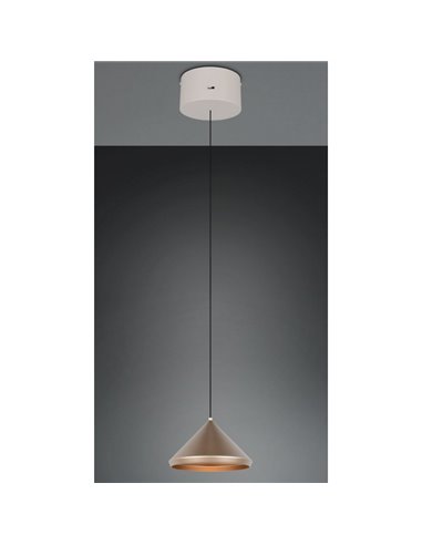 Lámpara de techo LED LAGUNA, 1 luz Ø18cm altura regulable, 5W 500lm, 2300+3000+4000K IP20 Cobre