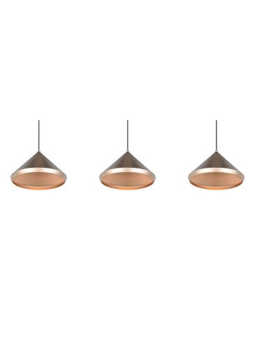 Lámpara de techo 3 luces LED LAGUNA altura regulable, 15W 1500lm, 2300+3000+4000K IP20 Cobre