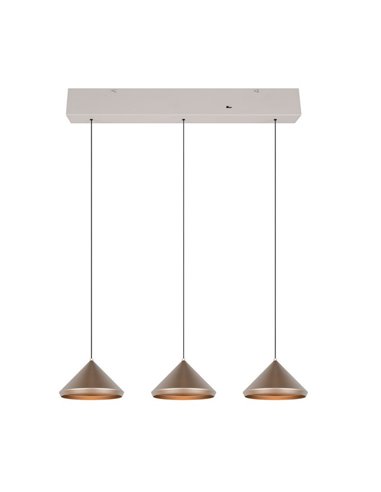 Lámpara de techo 3 luces LED LAGUNA altura regulable, 15W 1500lm, 2300+3000+4000K IP20 Cobre