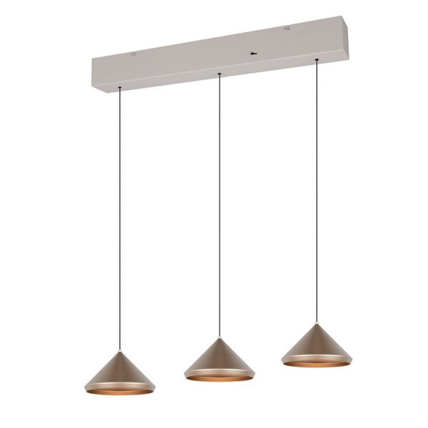 Lámpara de techo 3 luces LED LAGUNA altura regulable, 15W 1500lm, 2300+3000+4000K IP20 Cobre