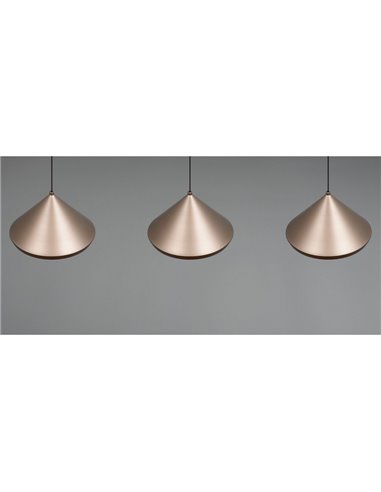 Luminária de teto LED LAGUNA de 3 luzes, altura ajustável, 15W 1500lm, 2300+3000+4000K IP20 Cobre