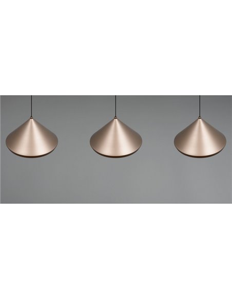 Plafonnier LED 3 lumières LAGUNA, hauteur réglable, 15 W, 1 500 lm, 2 300 + 3 000 + 4 000 K, IP20, cuivre