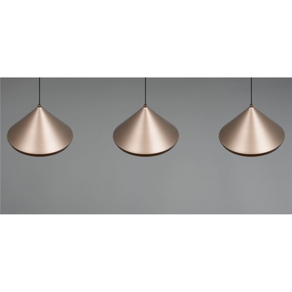 Plafonnier LED 3 lumières LAGUNA, hauteur réglable, 15 W, 1 500 lm, 2 300 + 3 000 + 4 000 K, IP20, cuivre