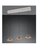 Lámpara de techo 3 luces LED LAGUNA altura regulable, 15W 1500lm, 2300+3000+4000K IP20 Cobre