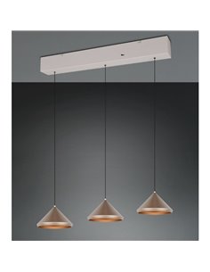 Lámpara de techo 3 luces LED LAGUNA altura regulable, 15W 1500lm, 2300+3000+4000K IP20 Cobre 2