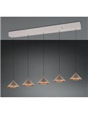 Lámpara de techo 5 luces LED LAGUNA, altura regulable, 25W 2500lm, 2300+3000+4000K IP20 Cobre