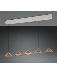Lámpara de techo 5 luces LED LAGUNA, altura regulable, 25W 2500lm, 2300+3000+4000K IP20 Cobre 2